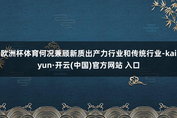 欧洲杯体育何况兼顾新质出产力行业和传统行业-kaiyun·开云(中国)官方网站 入口