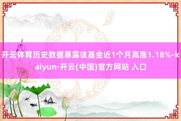 开云体育历史数据暴露该基金近1个月高涨1.18%-kaiyun·开云(中国)官方网站 入口
