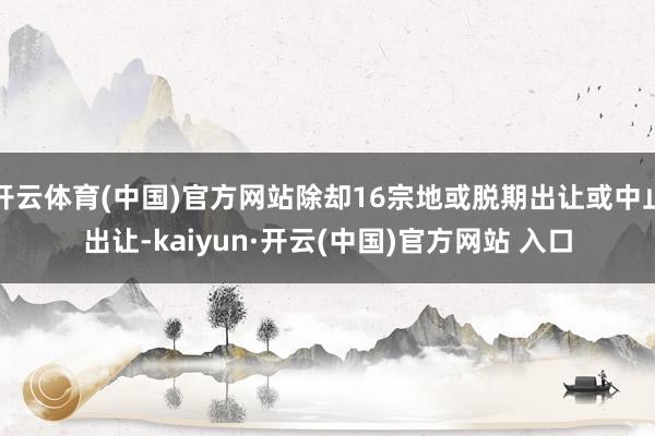 开云体育(中国)官方网站除却16宗地或脱期出让或中止出让-kaiyun·开云(中国)官方网站 入口