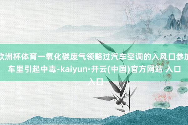 欧洲杯体育一氧化碳废气领略过汽车空调的入风口参加车里引起中毒-kaiyun·开云(中国)官方网站 入口