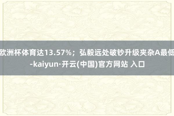 欧洲杯体育达13.57%；弘毅远处破钞升级夹杂A最低-kaiyun·开云(中国)官方网站 入口
