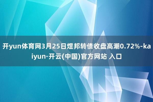 开yun体育网3月25日煜邦转债收盘高潮0.72%-kaiyun·开云(中国)官方网站 入口