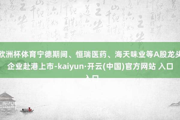 欧洲杯体育宁德期间、恒瑞医药、海天味业等A股龙头企业赴港上市-kaiyun·开云(中国)官方网站 入口
