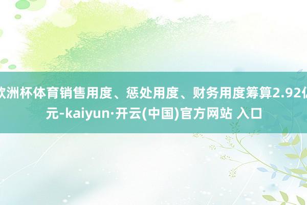 欧洲杯体育销售用度、惩处用度、财务用度筹算2.92亿元-kaiyun·开云(中国)官方网站 入口