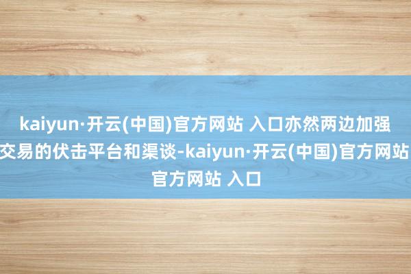 kaiyun·开云(中国)官方网站 入口亦然两边加强经贸交易的伏击平台和渠谈-kaiyun·开云(中国)官方网站 入口